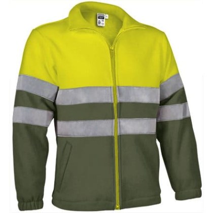 Fleece Jacket Ανακλαστικό - AIRPORT (VL 54800) - Χακί Στρατιωτικό με Κίτρινο Φωσφοριζέ - Military Green with Fluo Yellow