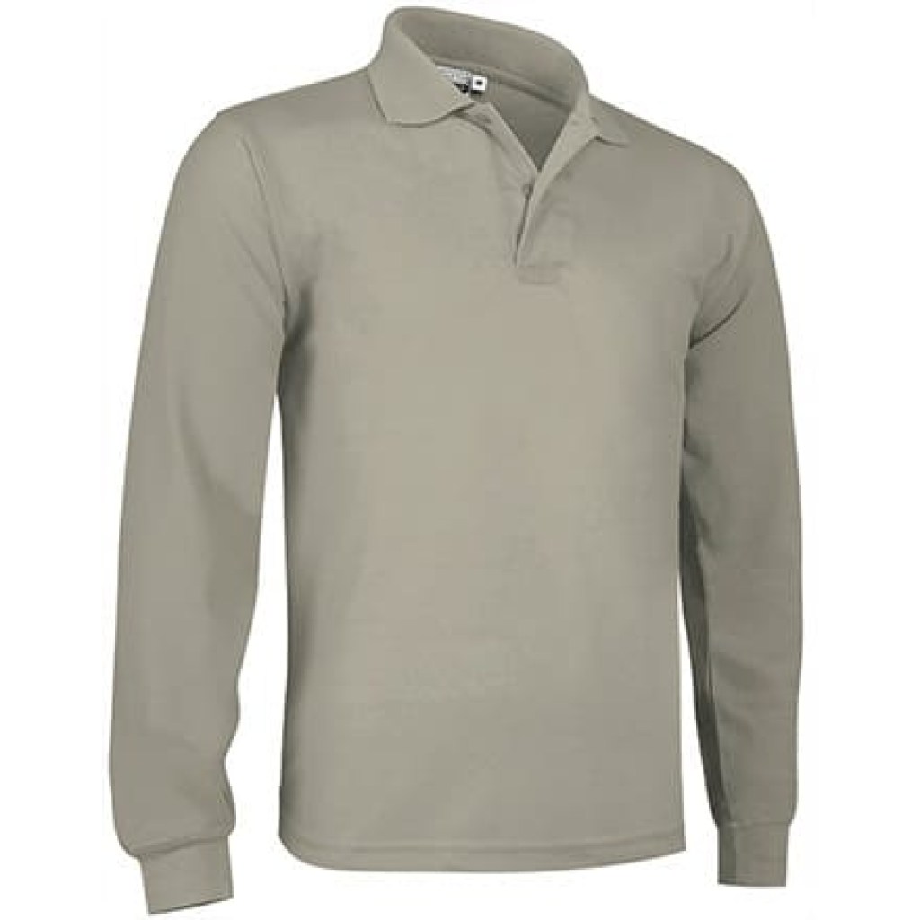 Μακρυμάνικο βαμβακερό polo (VL 55280 Predator) - Μπεζ - Sand Beige